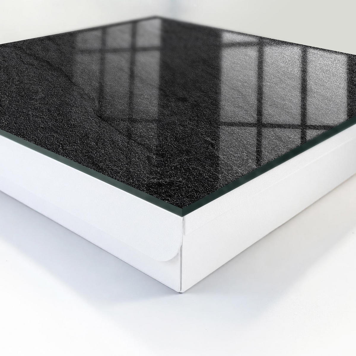 SCHLÜSSELBOX Weiß 30x30 cm – Türöffnung nach rechts - Grauer Stein - Schwarz, Metall (30/30/5cm) - TULUP
