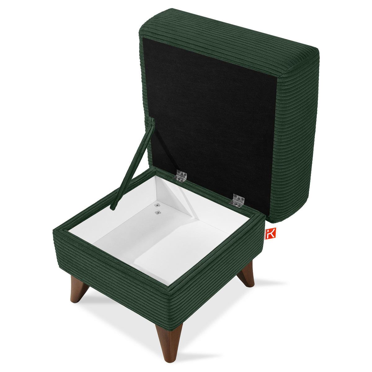 FUẞSTÜTZE GUSTAVO II, Dunkelgrün - Dunkelgrün/Braun, Holz/Holzwerkstoff (53/49/53cm) - KONSIMO®
