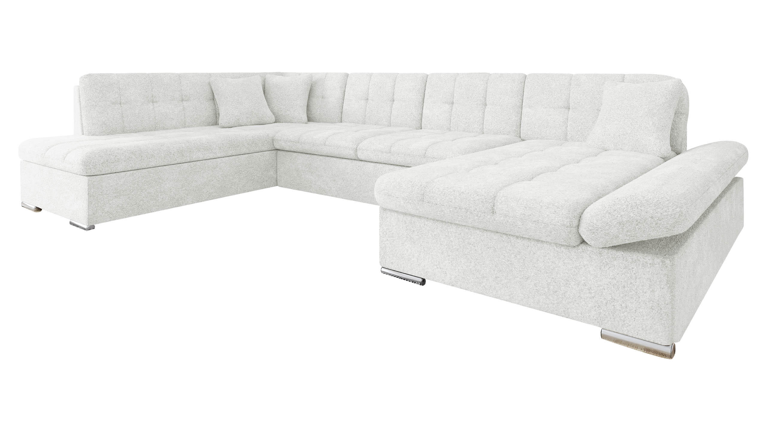 ECKSOFA Bergen, Seite: Rechts - Silberfarben/Hellgrau, Holz/Textil (345/76/205cm) - MIRJAN24