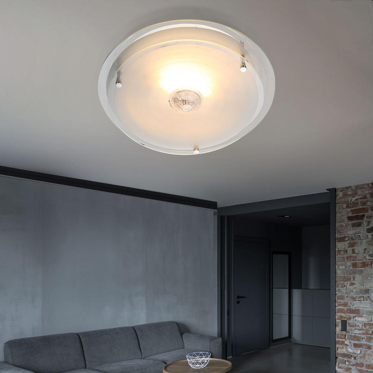 DECKENLEUCHTE Metall Chrom Kristalloptik Silber - Silberfarben, Glas (23.5/23.5/11cm) - Globo Lighting