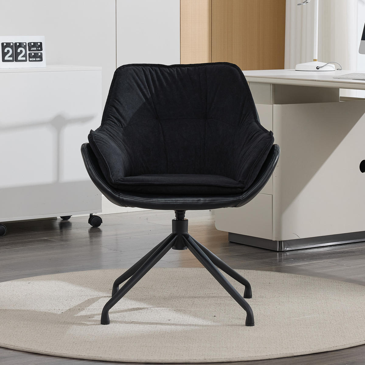 STUHL Kunstleder mit 360°-Drehfunktion, DE-42311, Schwarz - Schwarz, Metall (66/80/67.5cm) - ComfortXL