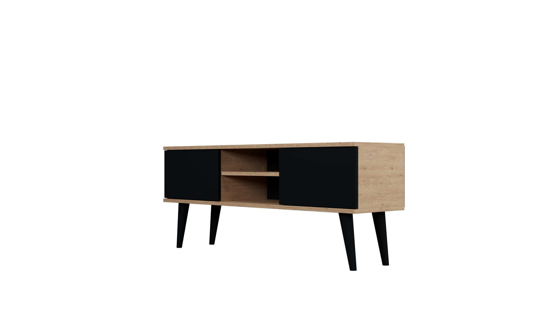 LOWBOARD Toronto 35/55,2/120 cm - Schwarz/Eiche Artisan, Holzwerkstoff (35/55/120cm) - Kocot Kids
