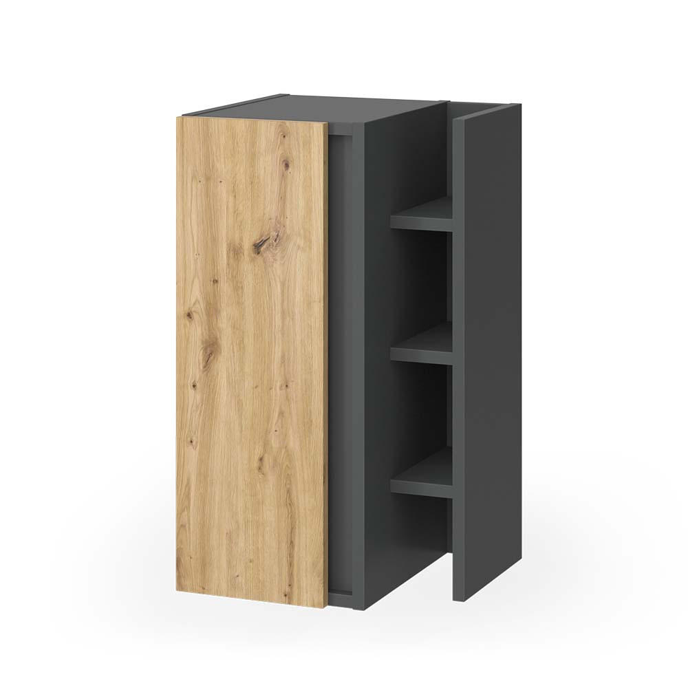 MIDISCHRANK Edelin Anthrazit/Artisan 35 x 60 cm mit 3 Ablagefächern - Anthrazit/Eiche Artisan, Holzwerkstoff (35/60/32cm) - Vicco