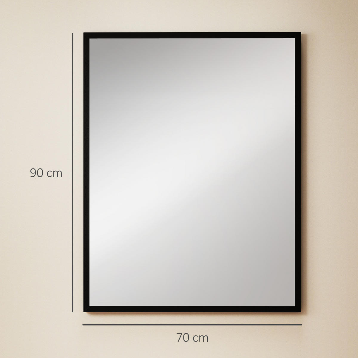 WANDSPIEGEL MDF Glas Schwarz - Schwarz, Holzwerkstoff (2/90/70cm) - HOMCOM