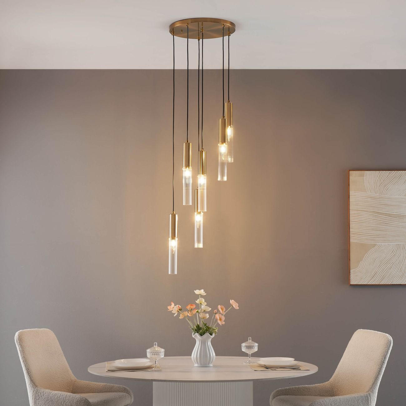 HÄNGELEUCHTE Poggio, Transparent und goldfarben, 37.5cm - Transparent, Glas (37/40/37.5cm) - KOSILUM