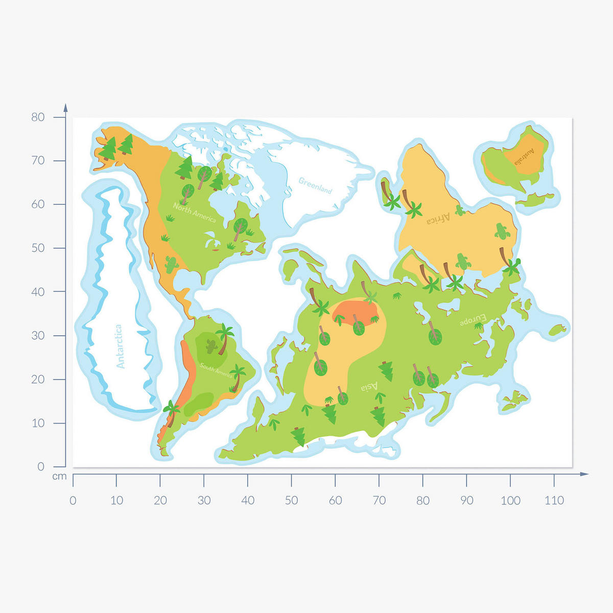 WANDAUFKLEBER 80x114cm - Weltkarte - Multicolor, Kunststoff (80/114/0.1cm) - Wallfluent