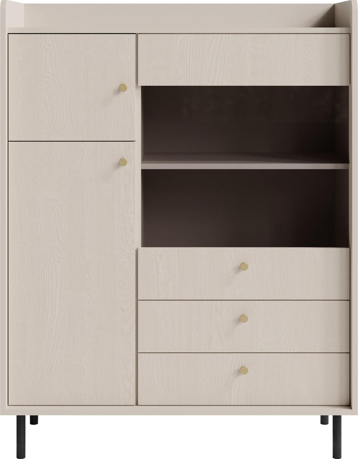 KOMMODE ASTREA 103,5/133/42cm mit 3 Schubladen 2 Türen Beige - Beige, Holzwerkstoff (103.5/133/42cm) - MASSENO