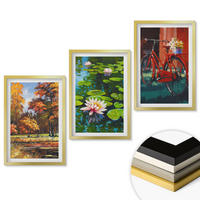 WANDBILDER 3er Set - 40x60 cm Goldrahmen - Herbstfarbene Lilienterrasse - Goldfarben, Kunststoff (40/60cm) - ArtPrintCave