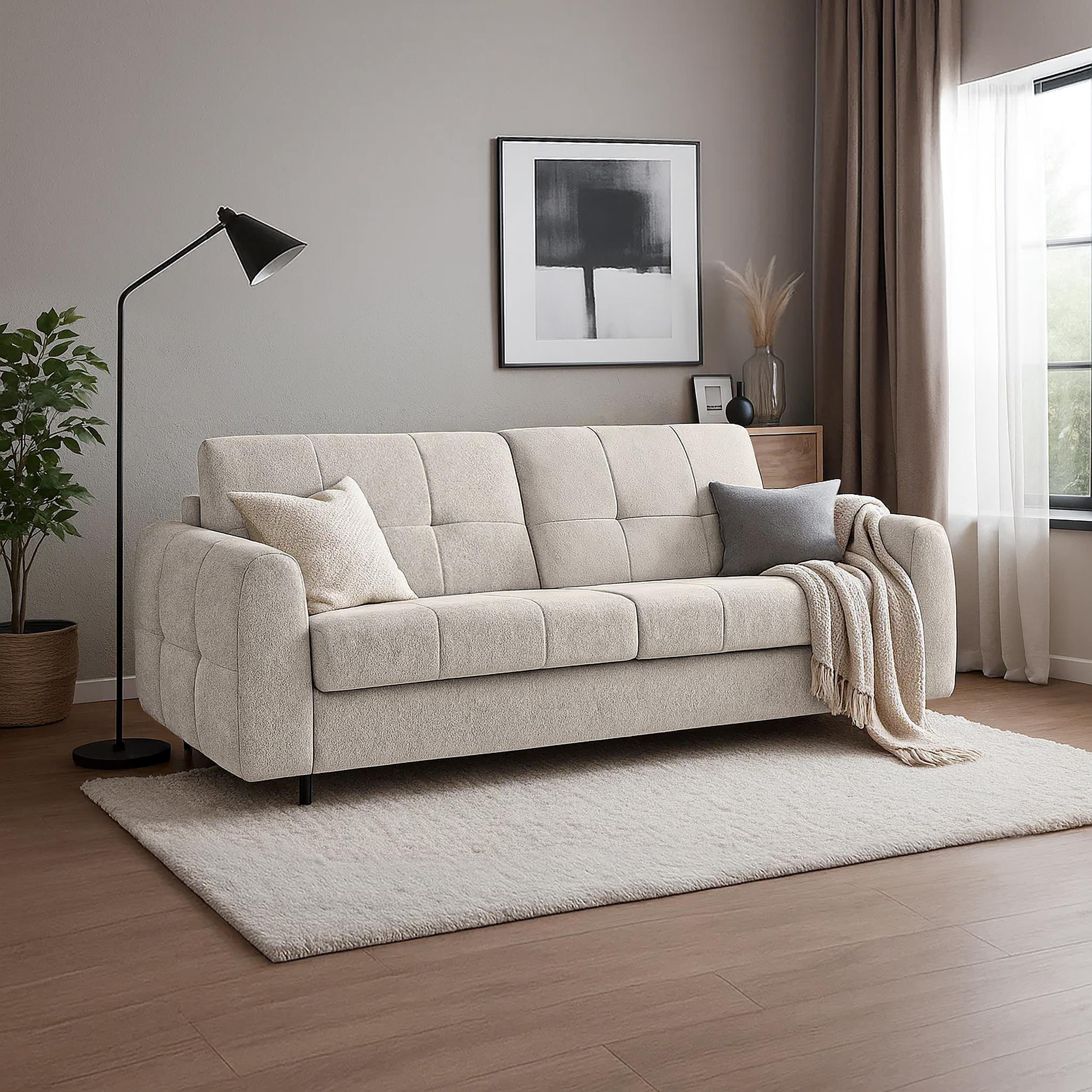 SCHLAFSOFA Pireus mit italienischem Gestell, 140x200, Olivgrün - Schwarz/Olivgrün, Textil (210/90/100cm) - Beautysofa