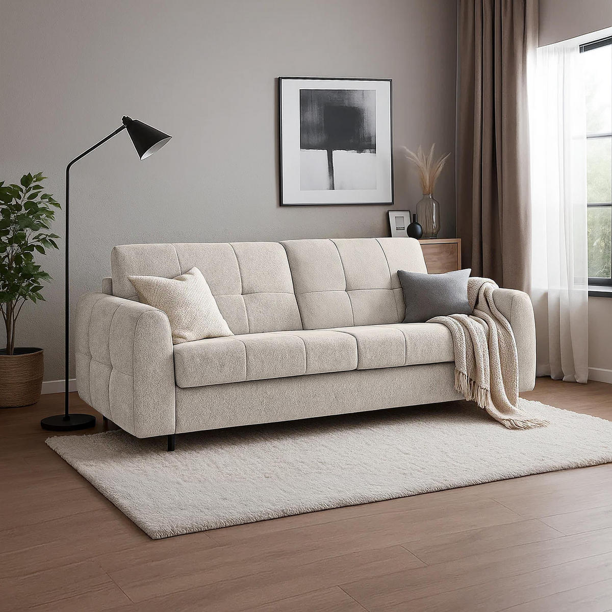 SCHLAFSOFA Pireus mit italienischem Gestell, 140x200, Olivgrün - Schwarz/Olivgrün, Textil (210/90/100cm) - Beautysofa