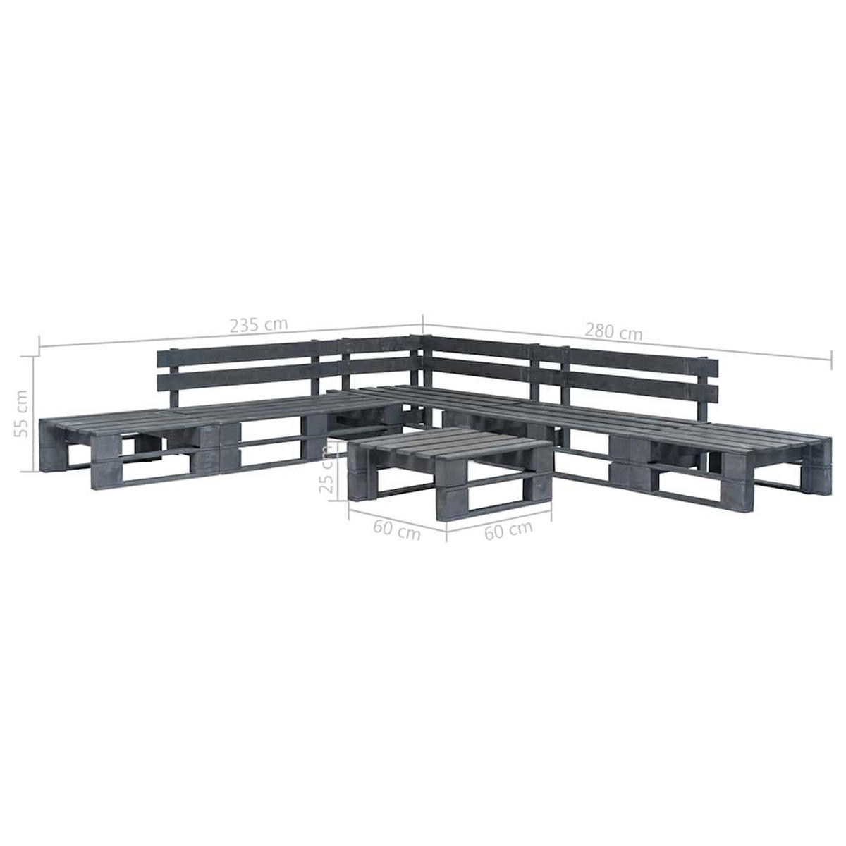 GARTENSET Radke 6-teilig - Grau, Holzwerkstoff - Nettlife