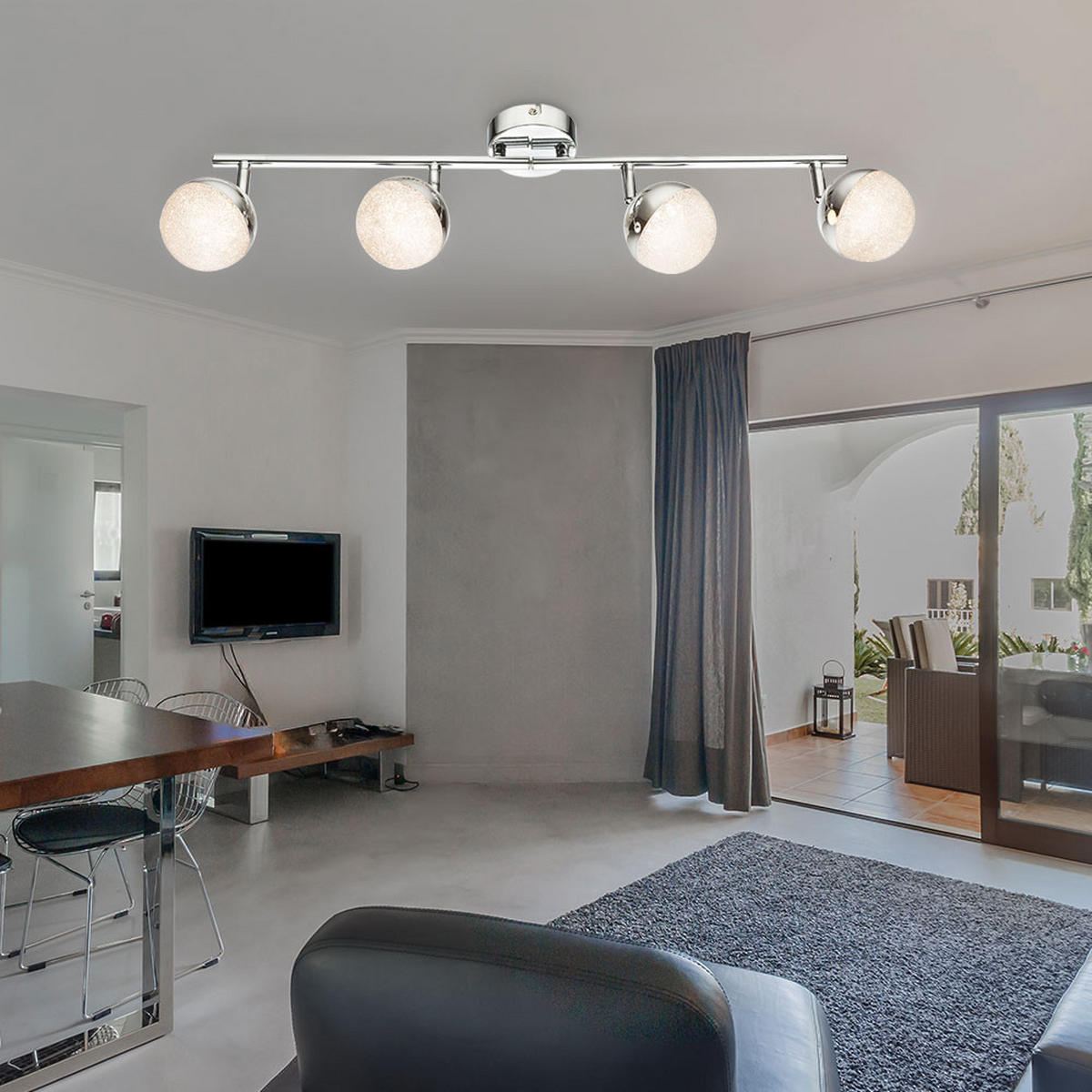 LED DECKENLEUCHTE Utila Chrom Silber - Silberfarben, Metall (60/8.5/17.5cm) - Globo Lighting