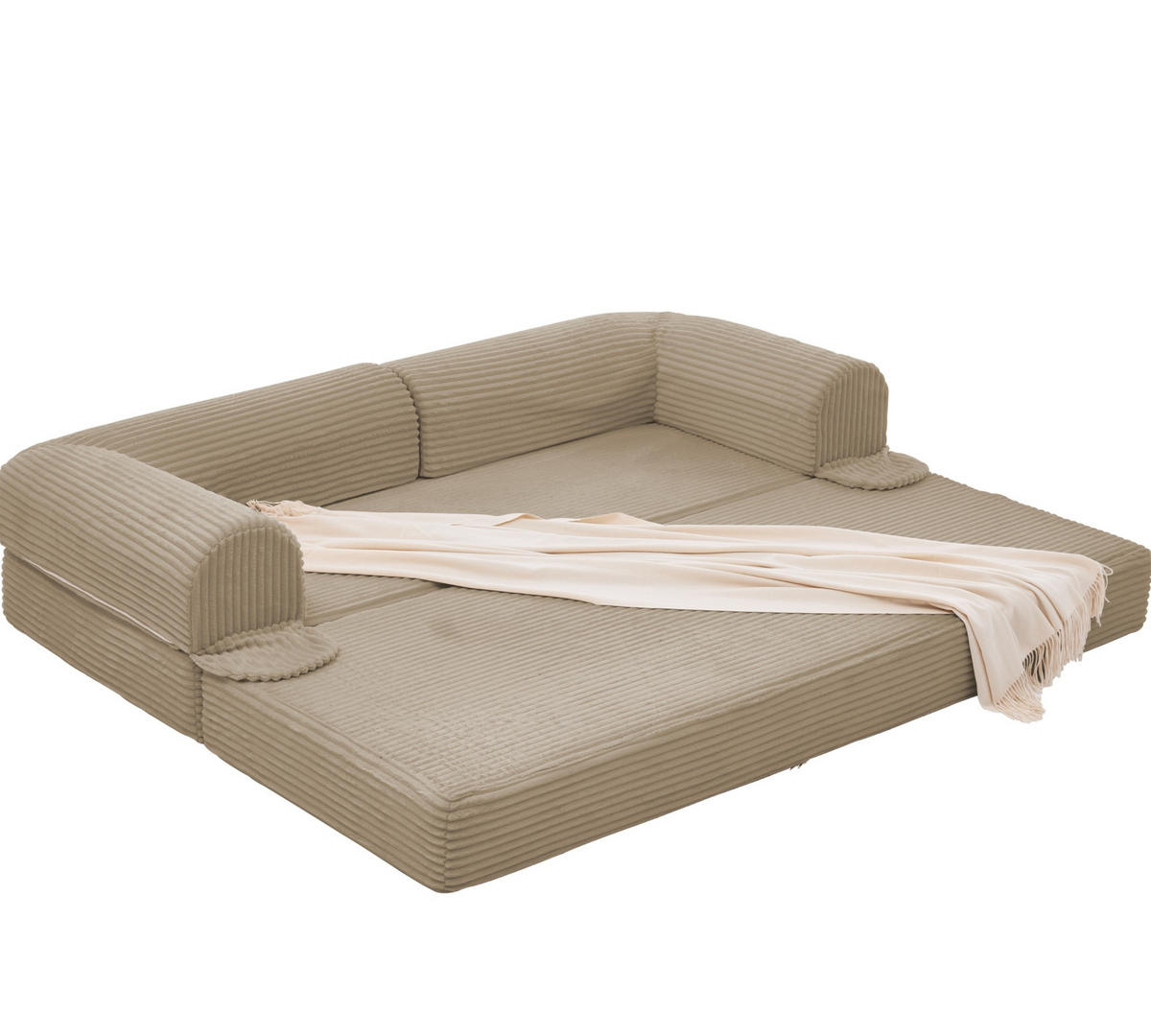 SCHLAFSOFA 2-Sitzer aus Rippcord Beige - Braun, Kunststoff (78/65/190cm) - Meubliv