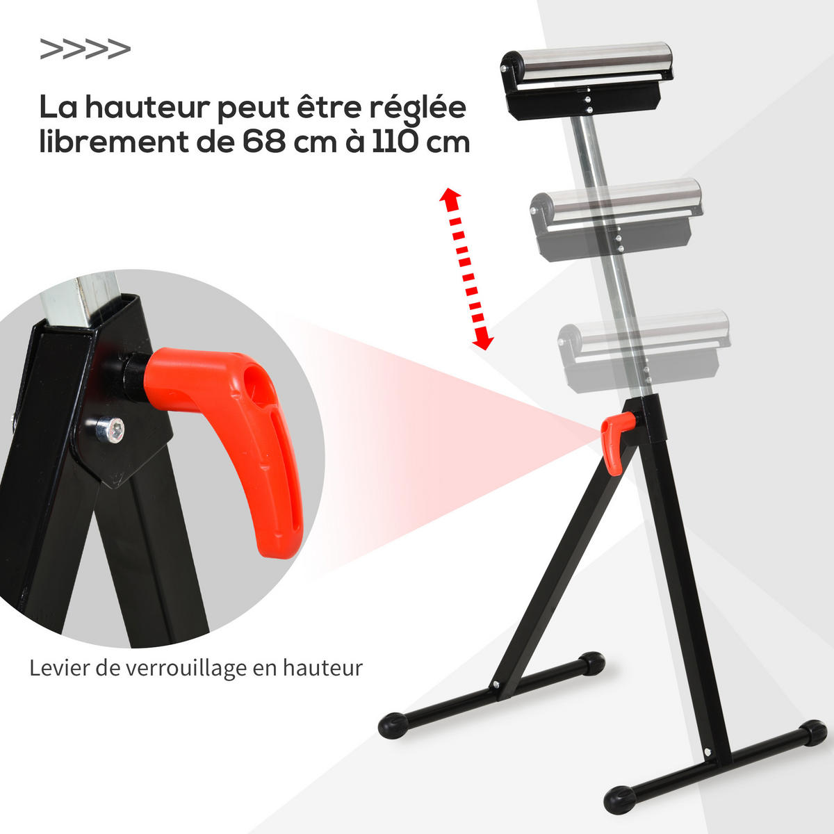 ROLLENSTÄNDER DE-18158 höhenverstellbar 68-110 cm, klappbar Schwarz - Schwarz, Metall (44/50/110cm) - ComfortXL