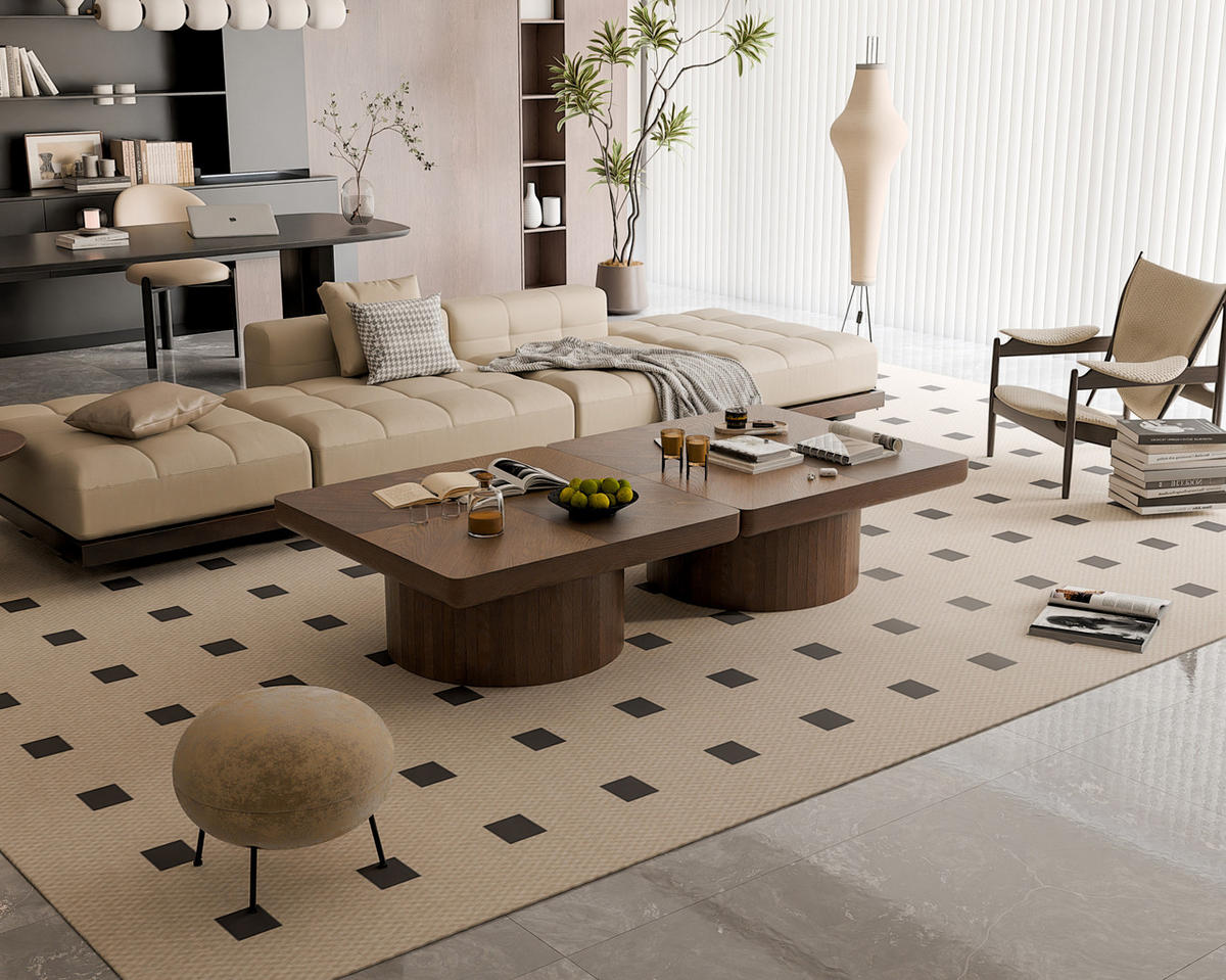 COUCHTISCH aus Massivholz 78x78x38 cm und MDF in Nussbaum mit Parkettmuster - Walnussfarben, Holz (78/78/38cm) - IVMEU