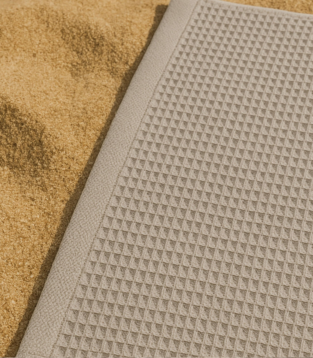 STRANDTUCH & Saunatuch Island. Waffel-Baumwolle. Beige - Beige, Textil (100/180cm) - SOWL