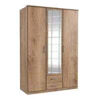 KLEIDERSCHRANK 2 Türen 1 Spiegeltür und 2 Schubladen - L135 cm - Eiche Artisan, Holzwerkstoff (58/199/135cm) - Calicosy