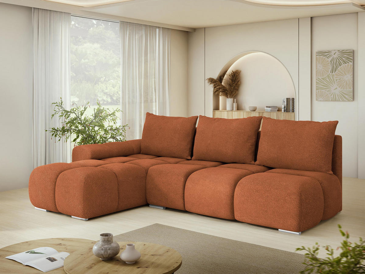ECKSOFA Bestii, Seite: Links - Schwarz/Bronzefarben, Holz/Kunststoff (270/183cm) - MIRJAN24