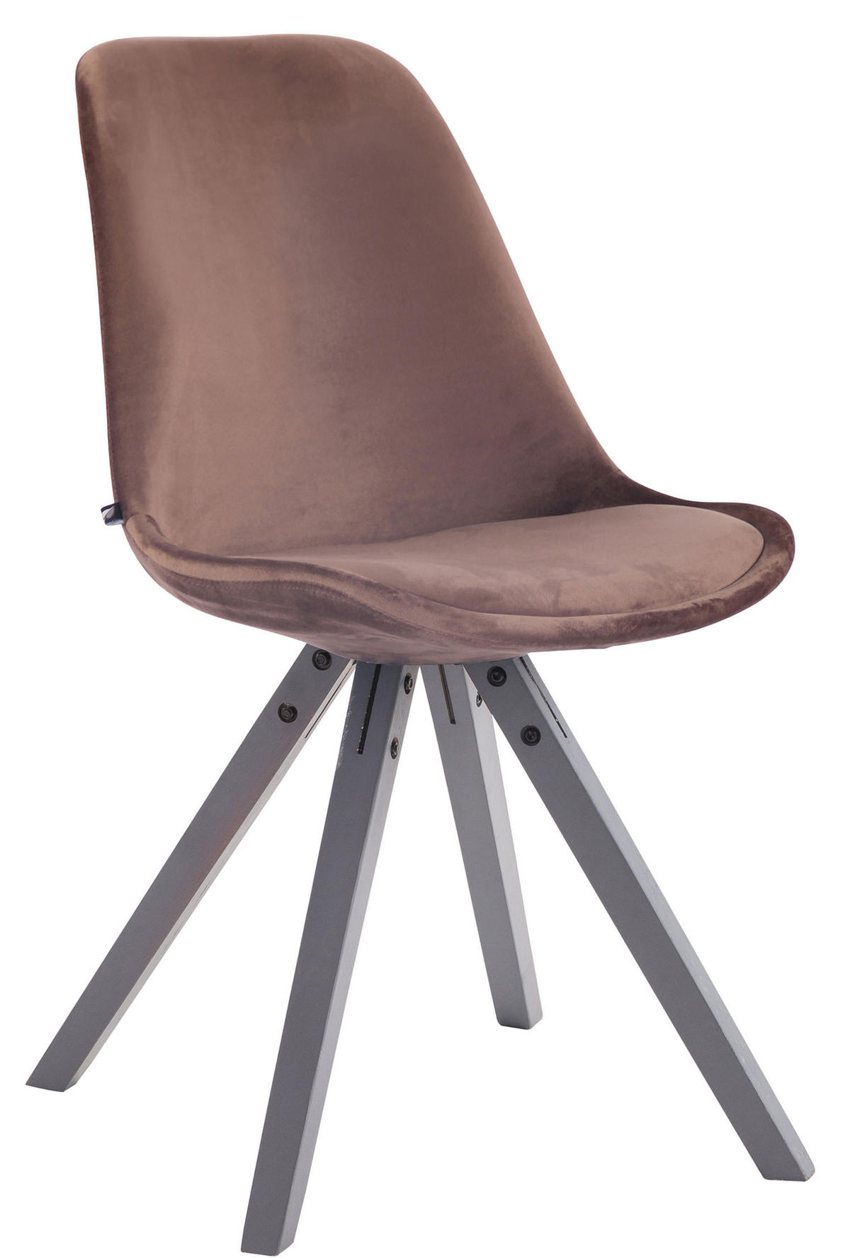 STUHL Samt braun - Braun/Grau, Holz/Textil (48/84/56cm) - CLP