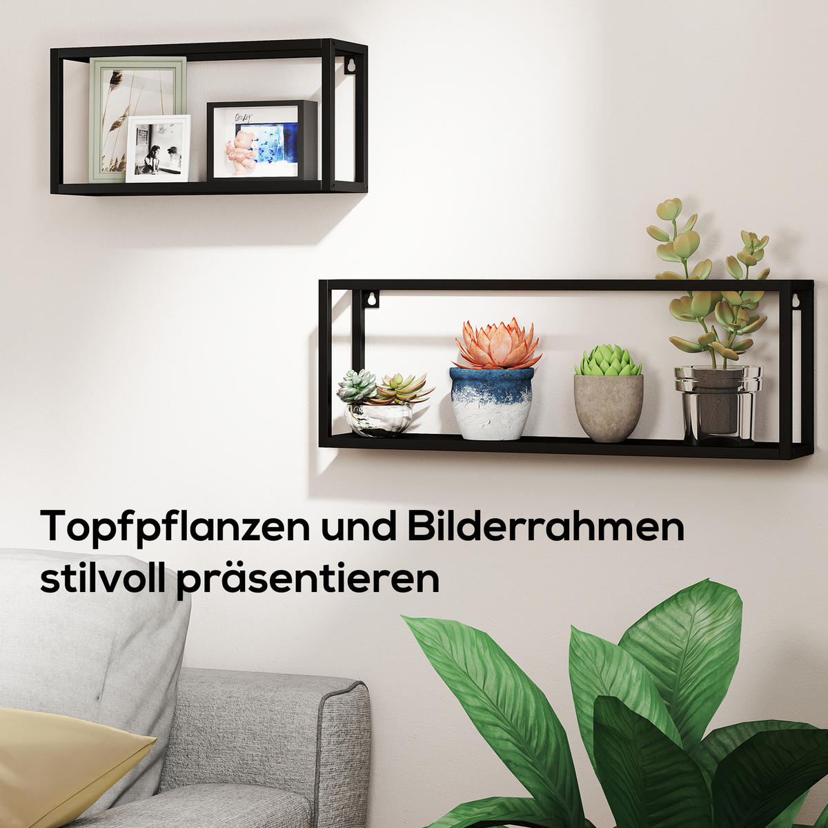 STANDREGAL 2er Set Stahl Schwarz - Schwarz, Metall (12/21/60cm) - HOMCOM