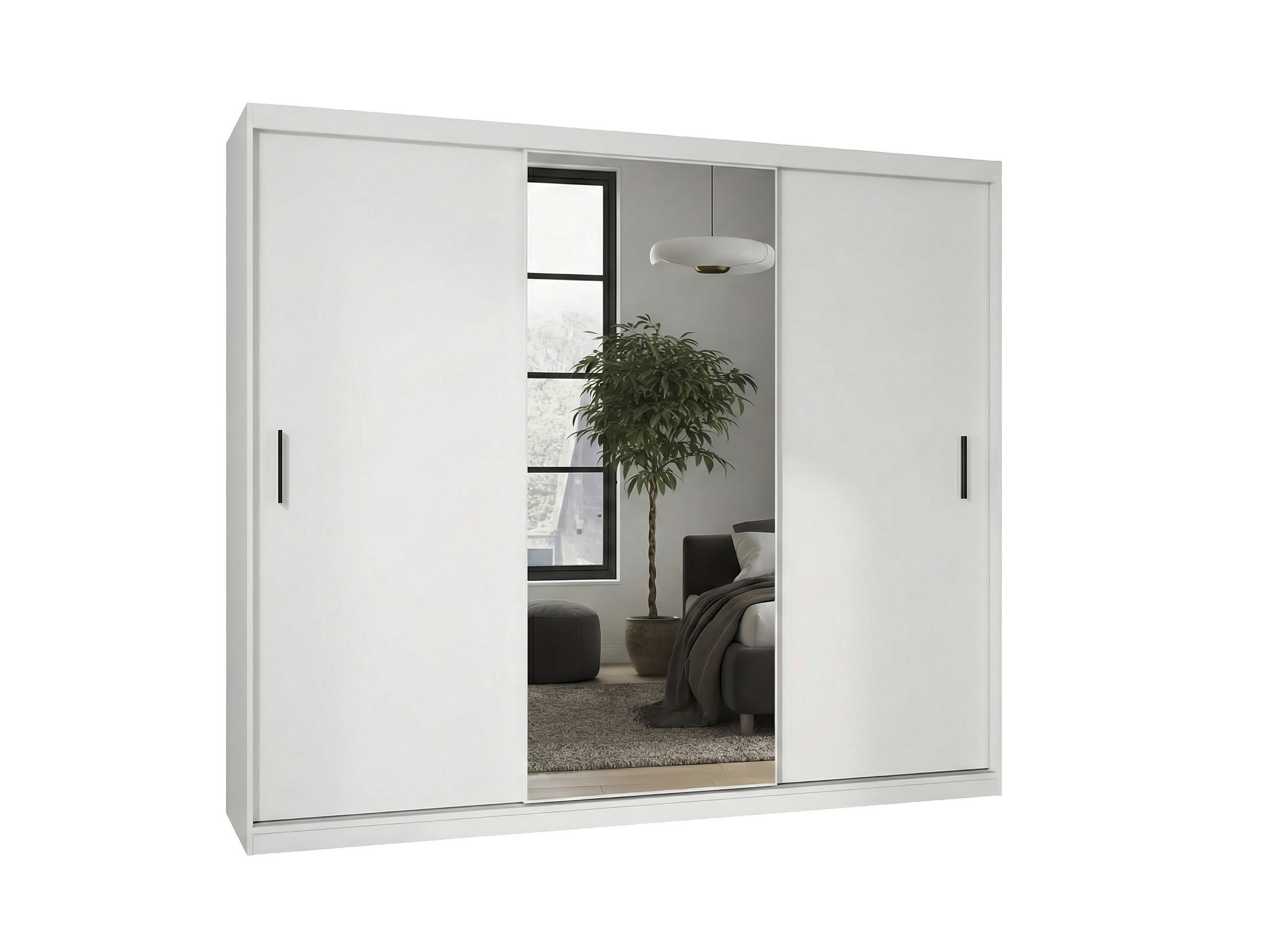 SCHWEBETÜRENSCHRANK Mirano Weiß Matt 250 cm - Weiß, Holzwerkstoff (250/215/60cm) - Ravio