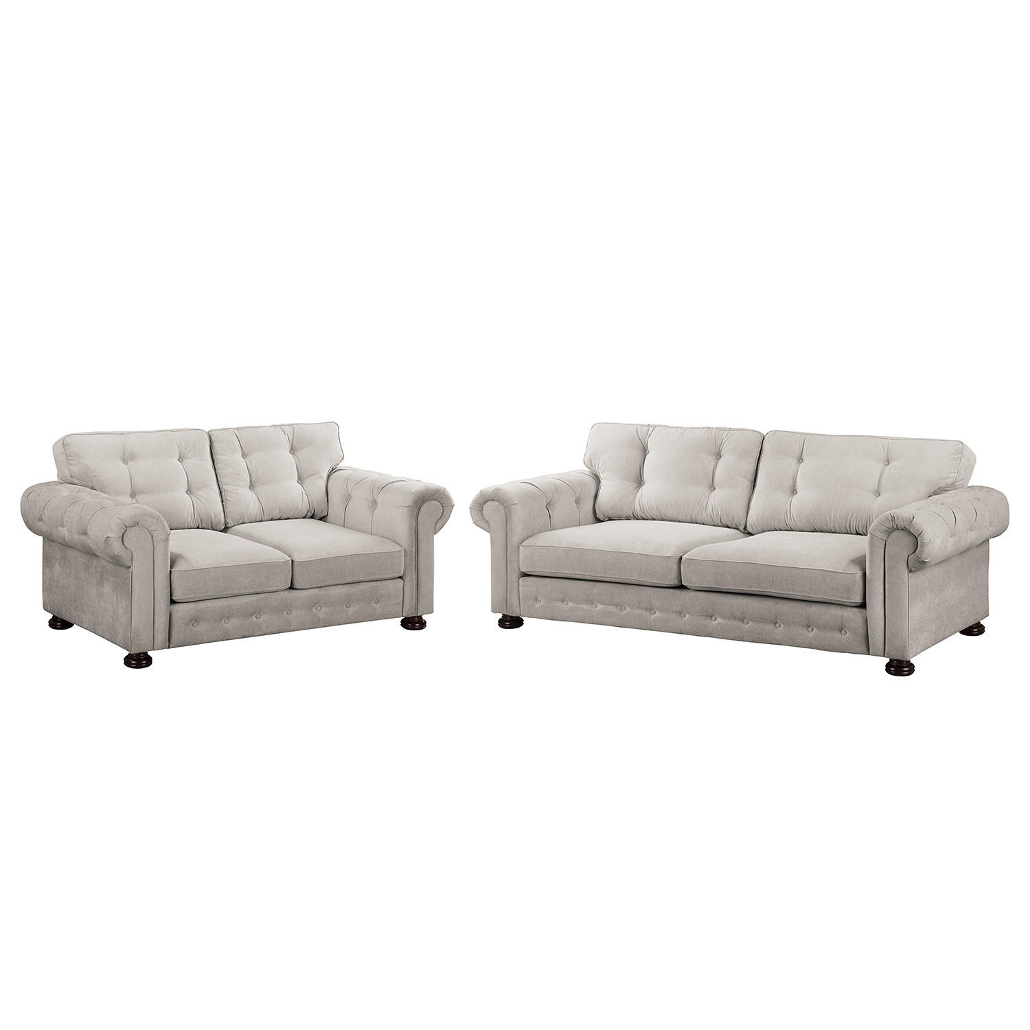 POLSTERGARNITUR (3-2) - Microfaser - Grau, Textil (1/1/1cm) - home24