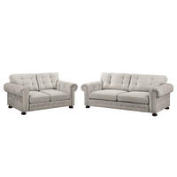 POLSTERGARNITUR (3-2) - Microfaser - Grau, Textil (1/1/1cm) - home24