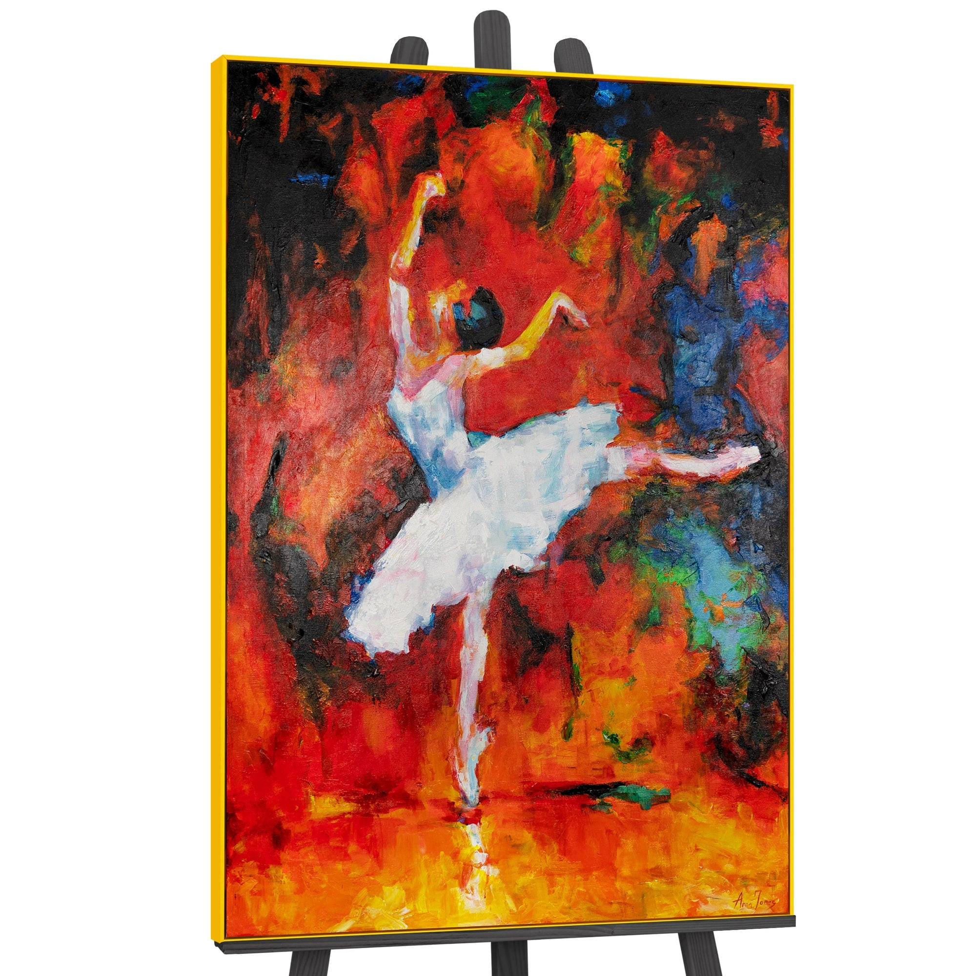 GEMÄLDE Magisches Ballett Schattenfugenrahmen Gelb 120x80 cm - Gelb, Holz (120/80cm) - YS-art gallery