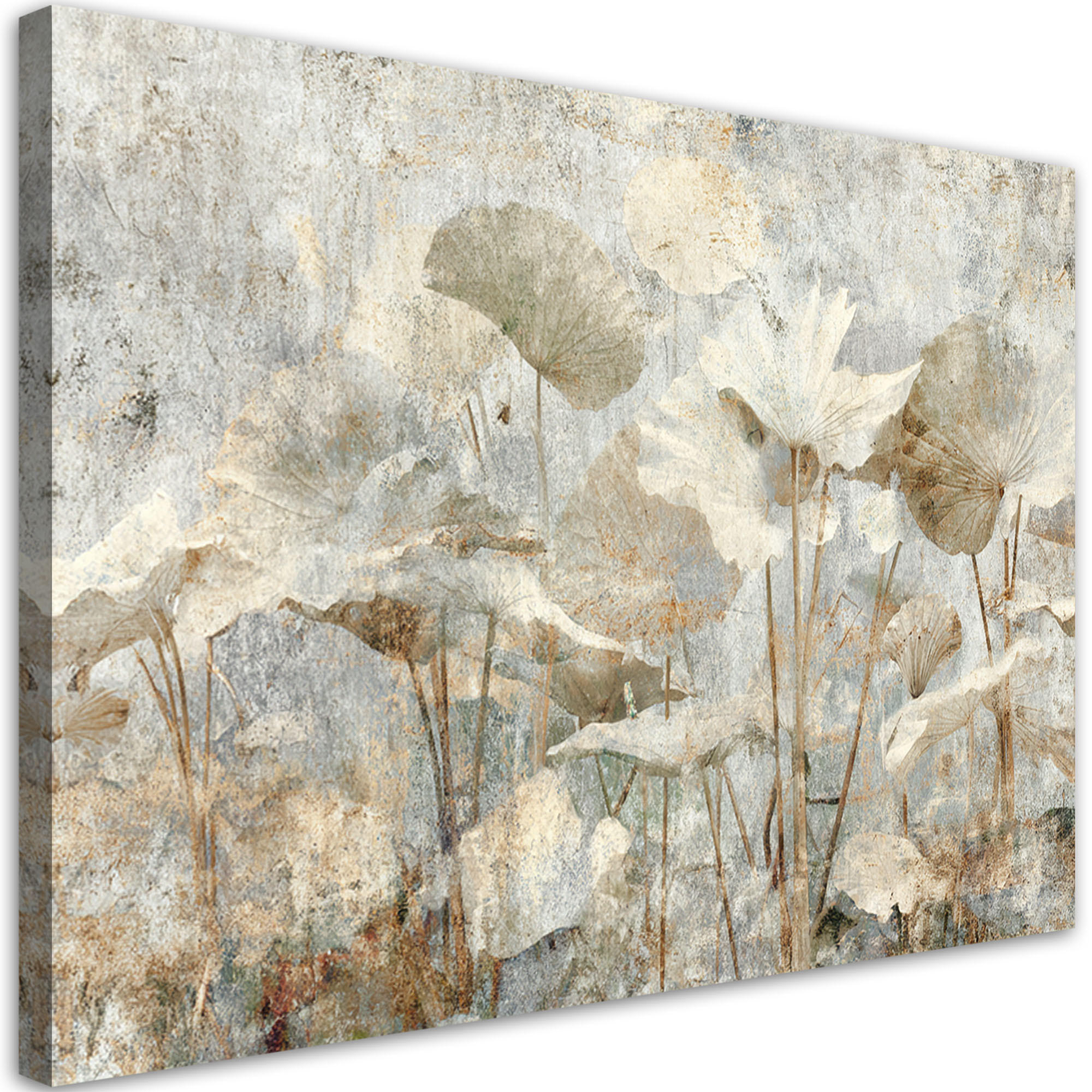WANDBILD, Wildblumen in einer leuchtenden malerischen Komposition - Grau, Textil (30/20cm) - Feeby