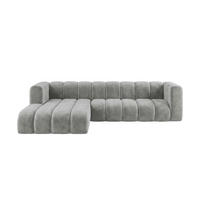 ECKSOFA Modulares In L-Form, Velvet-Stoff Riviera, Grau, Links, GRAND 287 cm - Grau, Holz (287/179cm) - Kaiser Möbel