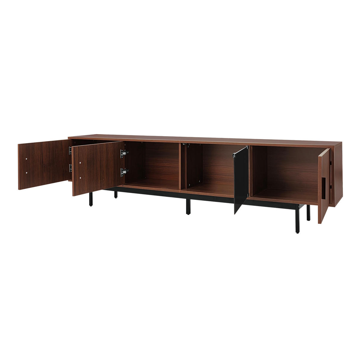 TV-STÄNDER 200/35/53 cm schwarz und Walnussbraun MDF mit intelligentem LED-Lichtstrip und Glastüren - Schwarz, Holzwerkstoff (200/53/35cm) - OKWISH