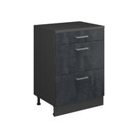 KUHINJSKA OMARA ZA POŠEVNE STREHE R-Line, Črni beton, 60 cm brez naklona z 3 predaloma - črna/antracit, leseni material (60/83.8/46cm) - Vicco