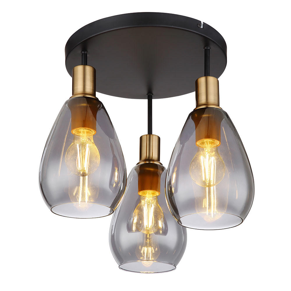 LED DECKENLEUCHTE Fanni Metall Grau - Grau, Glas (38/38/38cm) - Globo Lighting