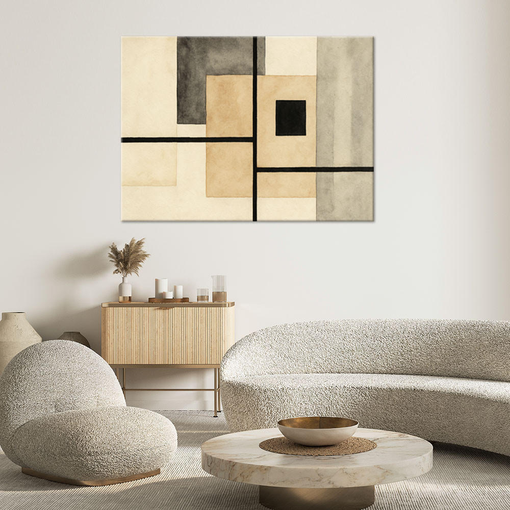 LEINWANDBILD Geometrische Formen Aquarell 120x80cm - Beige, Textil (120/80cm) - Feeby