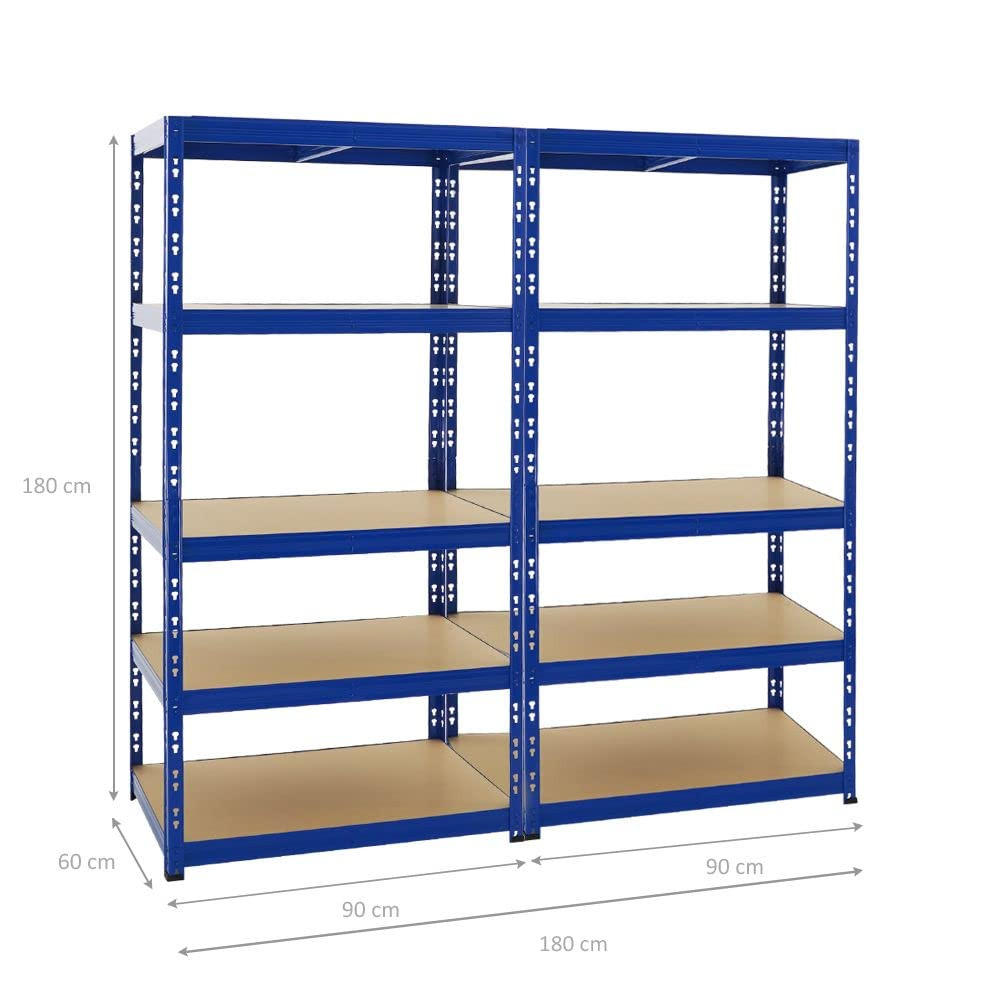SCHWERLASTREGAL Tiger 2er-Set mit 2x 180x90x60 cm Fachlast 265 kg Blau - Blau, Metall (180/180/60cm) - PROREGAL