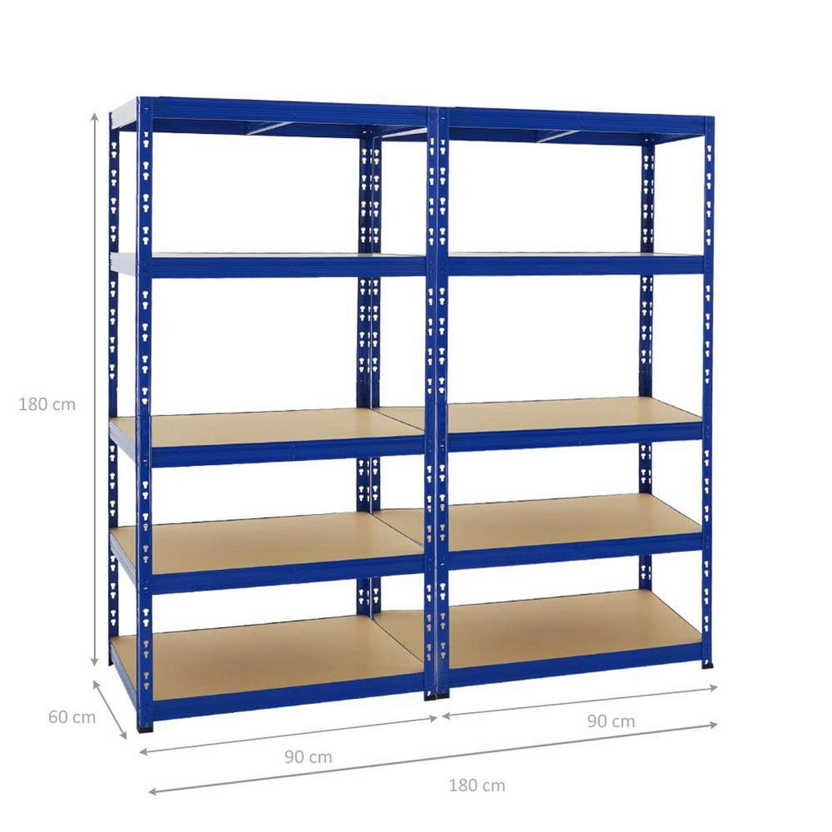 SCHWERLASTREGAL Tiger 2er-Set mit 2x 180x90x60 cm Fachlast 265 kg Blau - Blau, Metall (180/180/60cm) - PROREGAL