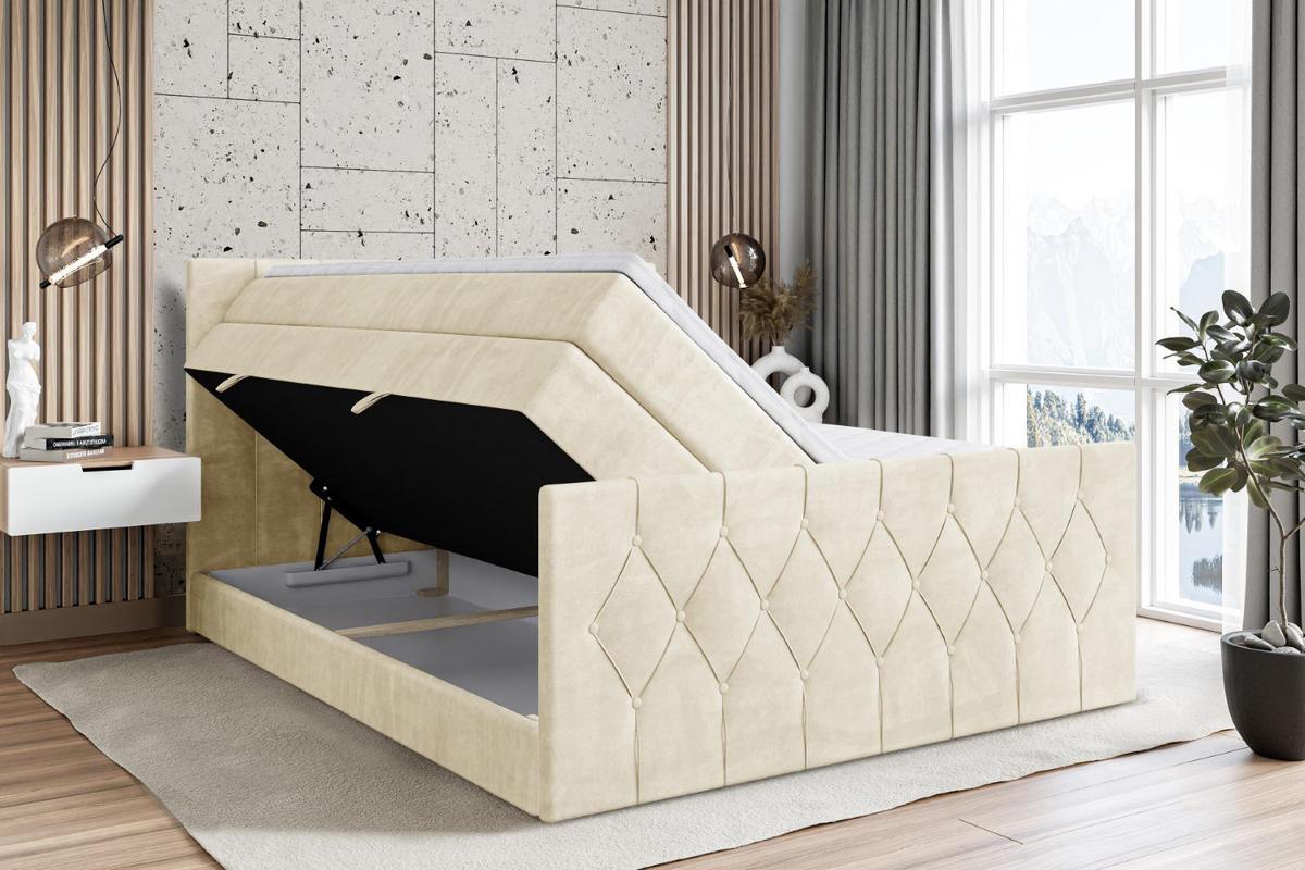 BOXSPRINGBETT VELANTO-Z KING - 200 x 200 - H3/H4 - Beige - Beige, Holzwerkstoff (200/200cm) - ALTDECOR