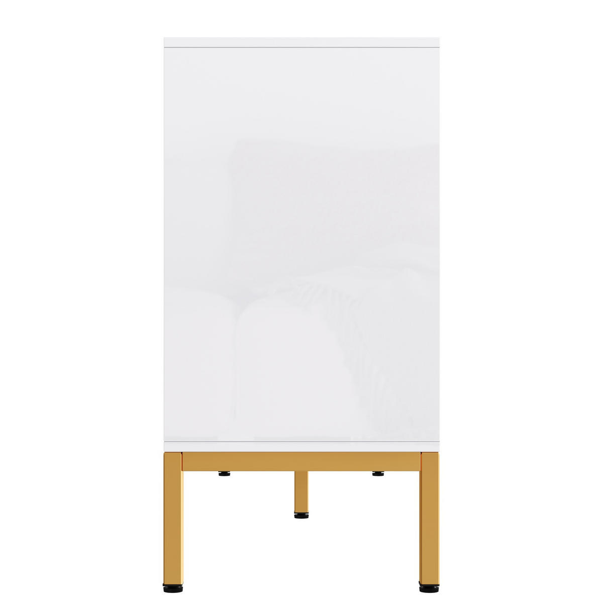 SIDEBOARD 140/40/80 cm in Weiß Hochglanz mit 4 Türen & goldfarbenen Metallbeinen - Weiß, Holzwerkstoff (140/80/40cm) - BEAOK