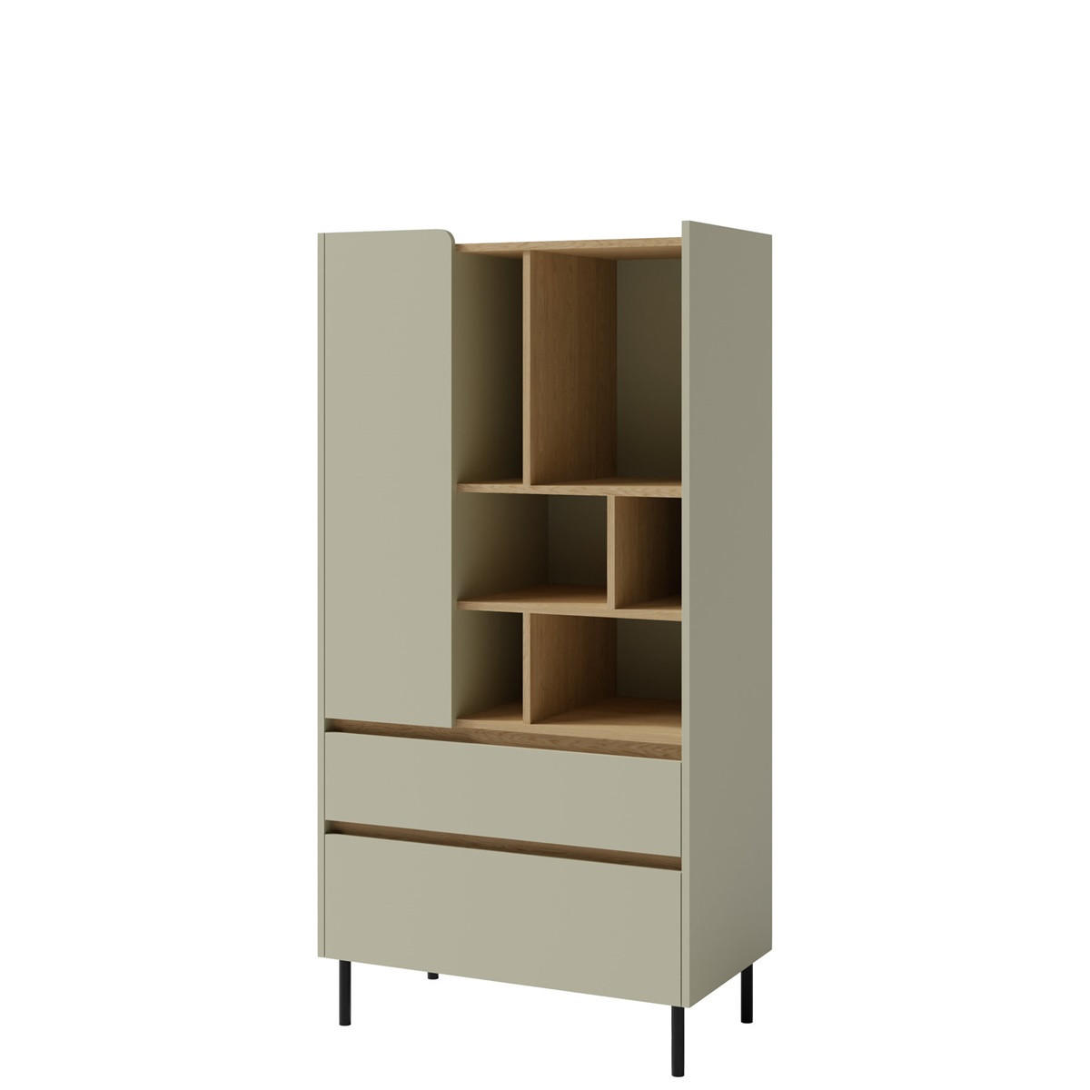 JUGENDZIMMER Laris Set B mit Bett 90 x 200 - Eukalyptus / Eiche Baltic Dune - Eukalyptusholzfarben/Eichefarben, Holzwerkstoff/Metall (145/195/50cm)