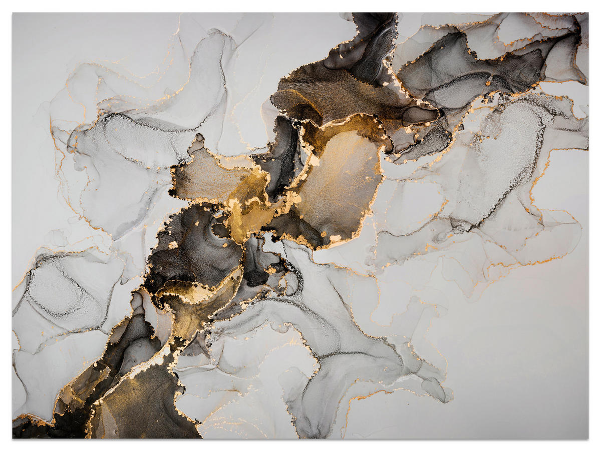 FOTOTAPETE für Badezimmer Moderner Grauer Marmor Gold Schwarz Imitation 400x280 - Beige/Grau, Papier (400/280cm) - Muralo