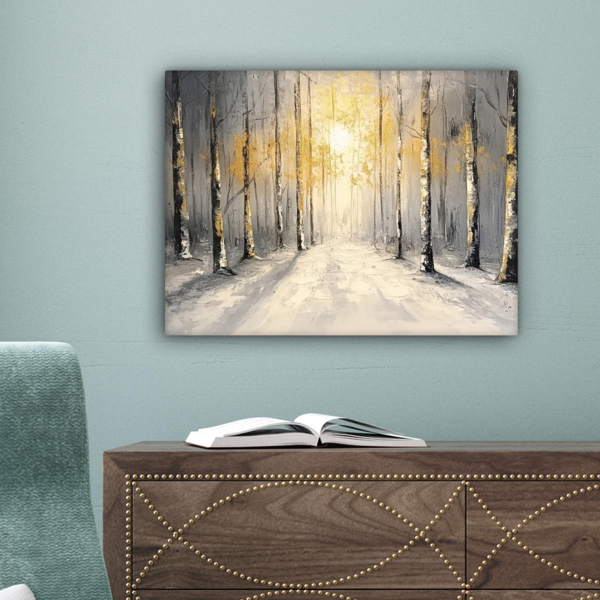 LEINWANDBILD Winter - Abstrakt - Schnee - Natur - Sonne 40x30 cm - Grau, Textil (40/30cm) - MuchoWow
