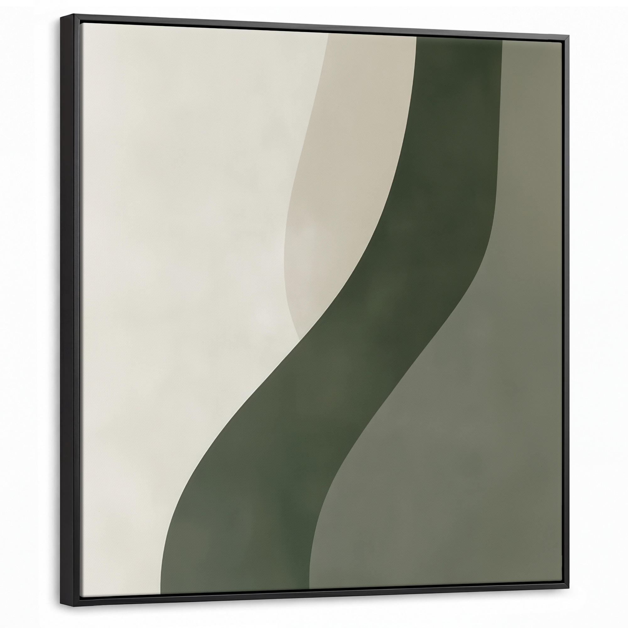LEINWAND Bilder mit Rahmen - Japandi - Grün - Abstrakt - Modern - 90x90 - Salbeigrün, Textil (90/90cm) - MuchoWow