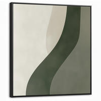 LEINWAND Bilder mit Rahmen - Japandi - Grün - Abstrakt - Modern - 90x90 - Salbeigrün, Textil (90/90cm) - MuchoWow