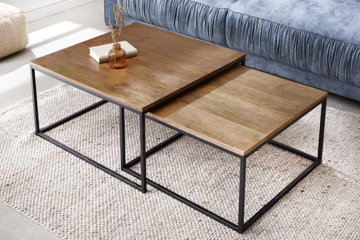 COUCHTISCH ELEMENTS Mango Braun 75 cm - Schwarz/Braun, Holz/Metall (75/75/40cm) - riess-ambiente