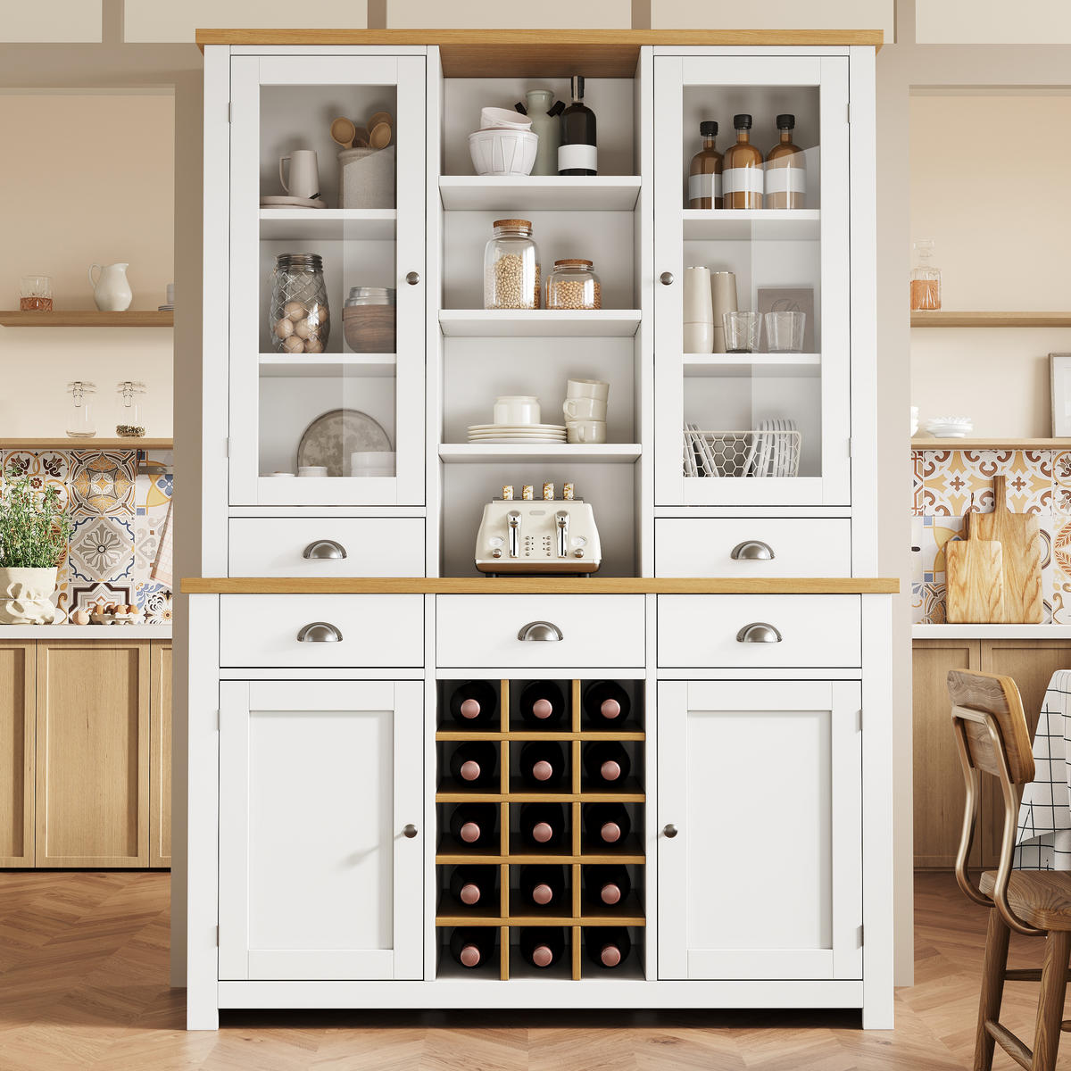 BUFFETSCHRANK Soft-Close Weiß 120/40/185 cm - Weiß, Holz (120/185/40cm) - PANGIVO