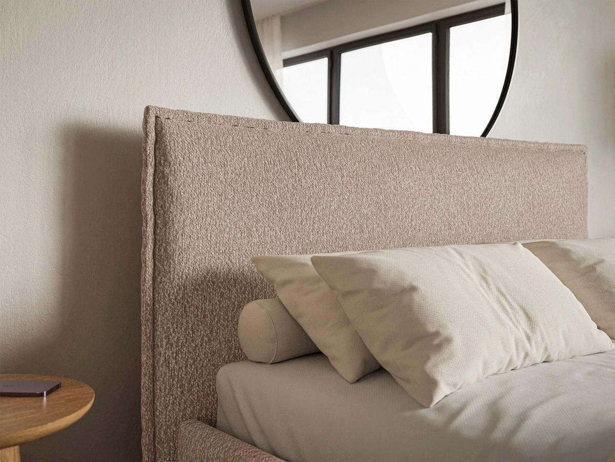 POLSTERBETT Softie Slim Dunkelbeige Chenille 200x200 - Cappuccino, Textil (200/200cm) - Selsey