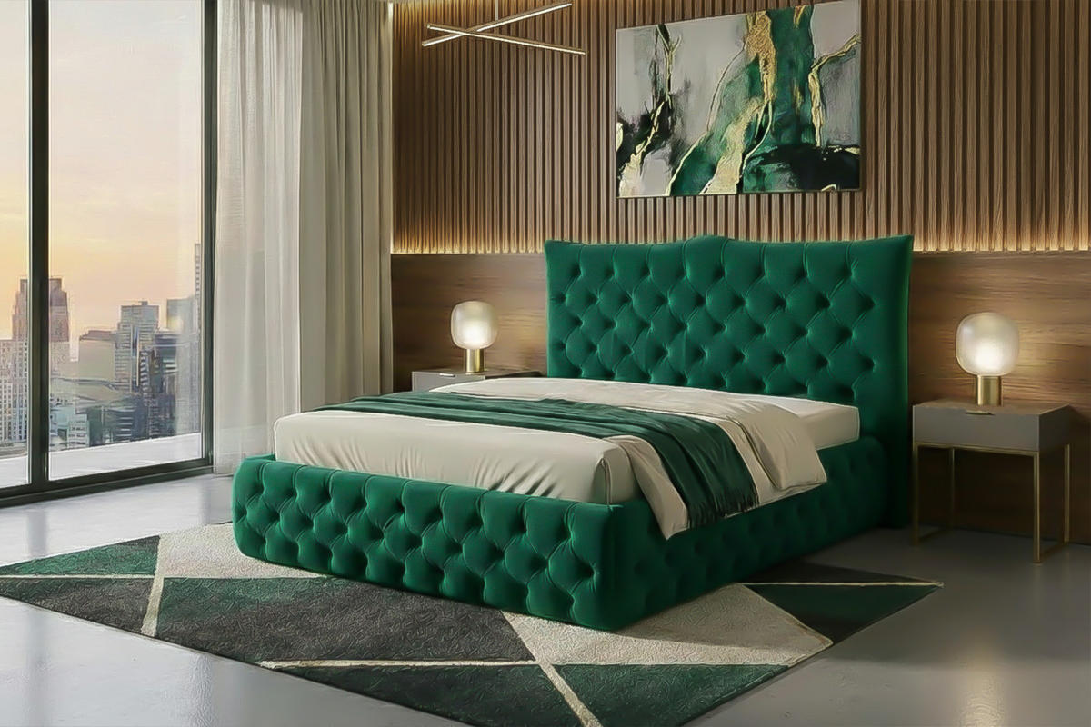 POLSTERBETT BERTINI Grün Velvet - Grün, Textil (160/200cm) - KAWOLA