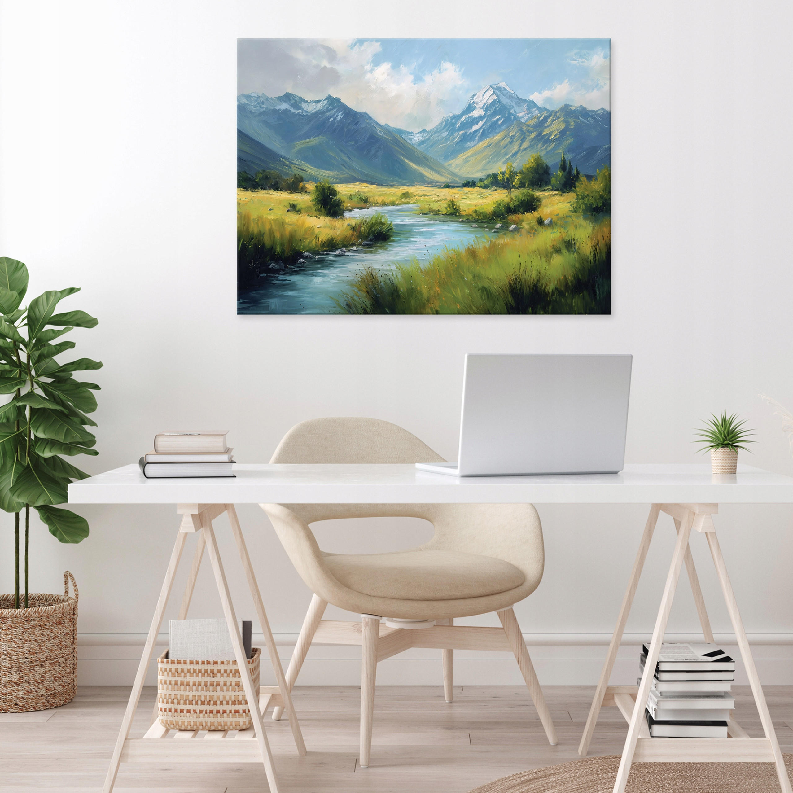LEINWANDBILD Landschaft Gebirge Grün 120x80 cm - Multicolor, Holzwerkstoff (120/80cm) - Wallarena