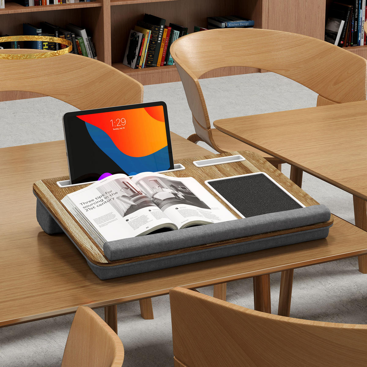 LAPTOP-STÄNDER DE-16721 Grau - Eichefarben, Holzwerkstoff (55.5/37/9cm) - ComfortXL