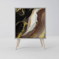 SIDEBOARD GOLD DUST, Grau, 57,5x42x77,5 cm, Schräge Buchenholzfüße - Buchefarben/Multicolor, Holzwerkstoff/Buchenholz (57.5/77.5/42cm) - SpaceRebels